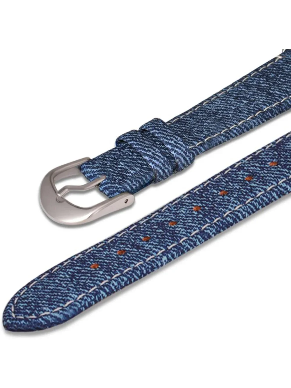 Women's Blue Big Arabic Numbers Dial Easy to Read Denim Leather Strap Watches